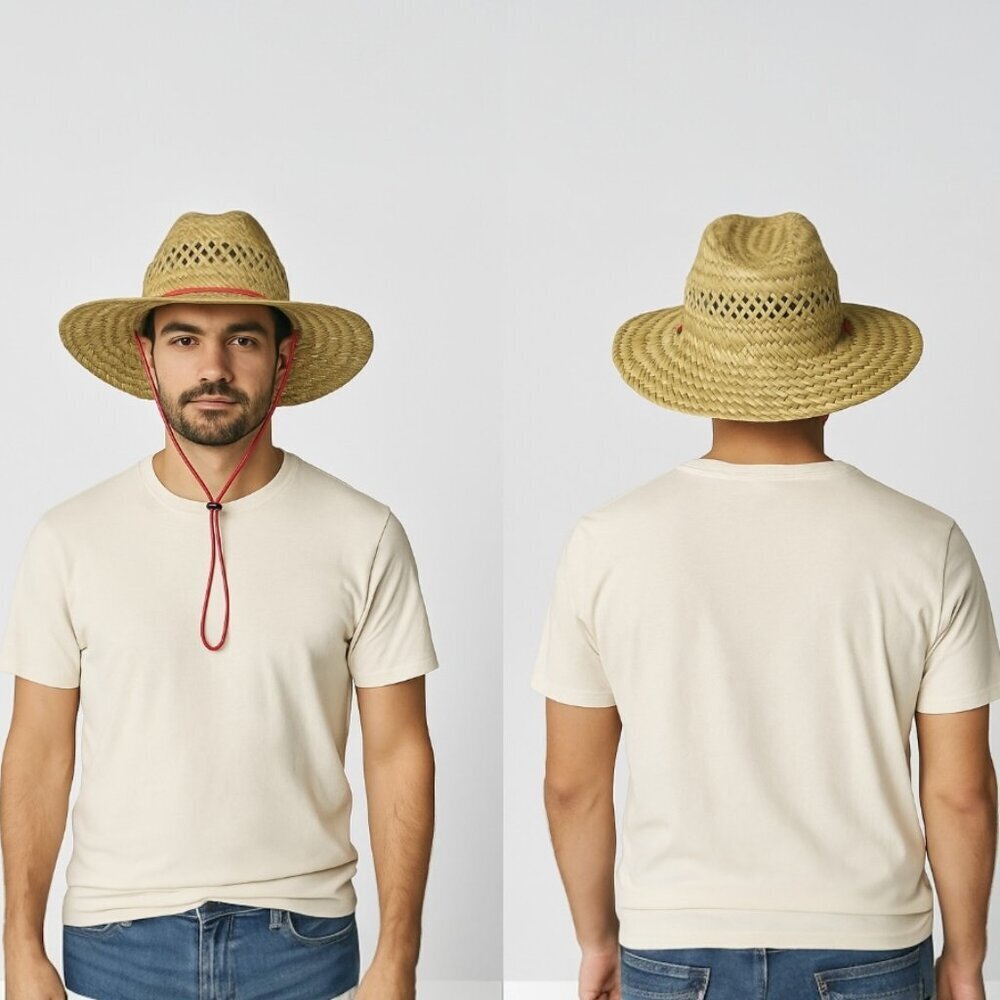 Levi’s Straw Hat Small/Medium Woven Wide Brim Sun Hat with Chin Cord NWT